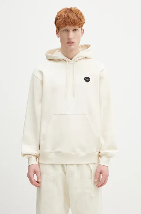 Carhartt WIP bluza bawełniana Hooded Ingo Sweat męska kolor beżowy z kapturem gładka I034498.32MXX