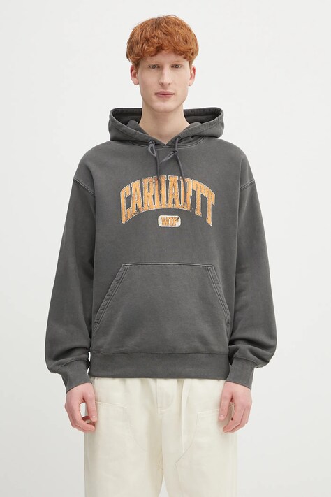 Carhartt WIP bluza bawełniana Hooded Library Sweat męska kolor czarny z kapturem z nadrukiem I034726.89GD