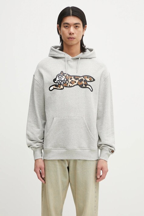 ICECREAM hanorac de bumbac Running Dog Popover Hood bărbați, culoarea gri, cu glugă, cu imprimeu, IC25132