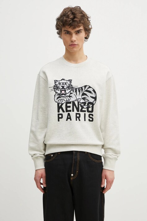Kenzo bluza bawełniana męska kolor szary z aplikacją FF55SW2634MF.93