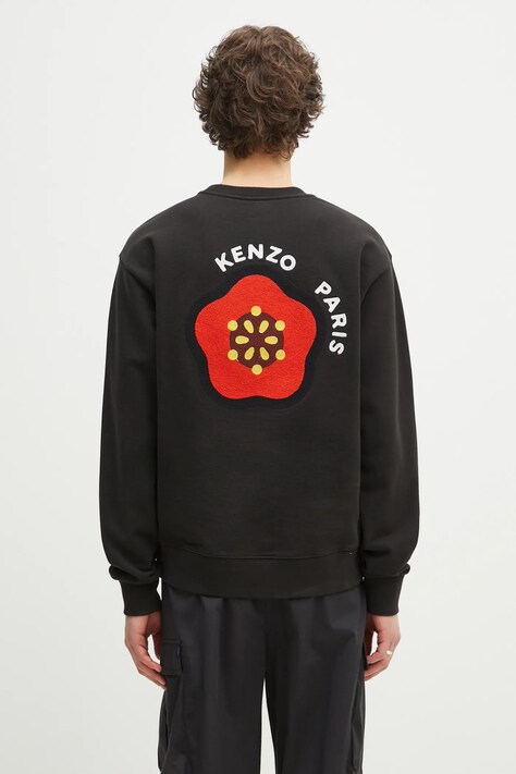 Kenzo bluza bawełniana męska kolor czarny z aplikacją FF55SW2734MC.99J