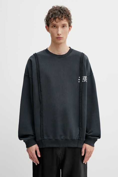 MM6 Maison Margiela cotton sweatshirt gray color smooth SH2GU0019