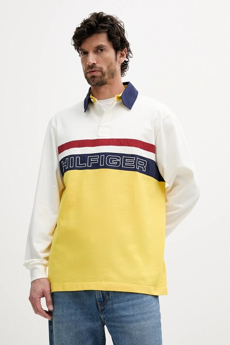 Tommy Hilfiger bluza bawełniana SAILING męska kolor biały wzorzysta MN0MN00018