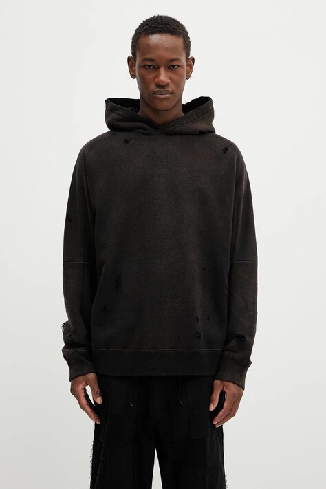 Needles cotton sweatshirt Darts Sweat black color hooded smooth QV367