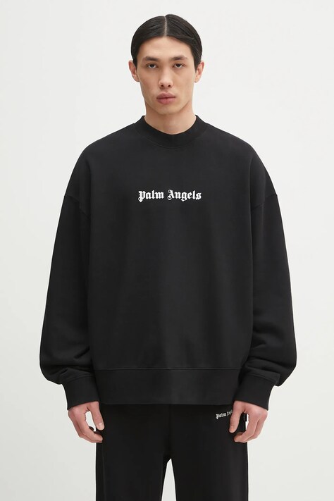 Βαμβακερή μπλούζα Palm Angels Classic Logo χρώμα: μαύρο, PMBA080C99FLE0011001