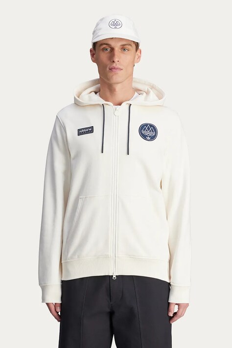 Pamučna dukserica adidas Originals adidas originals x SPZL Billinge za muškarce, boja: bež, s kapuljačom, bez uzorka, JN5433