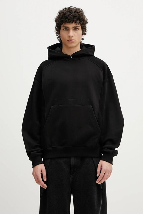 Бавовняна кофта Ader Error Apparel-Top колір чорний з капюшоном однотонна BO01SSHD0101BK