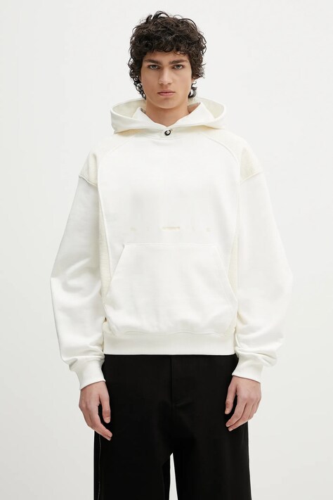 Pamučna dukserica Ader Error Apparel-Top boja: bež, s kapuljačom, s uzorkom, BO01SSHD0101IV