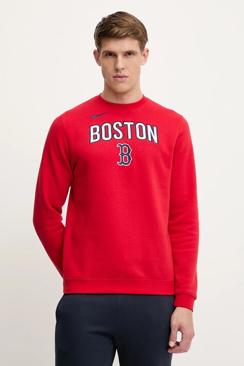 Nike bluză Boston Red Sox culoarea rosu, cu imprimeu, NKPU-163N-BQ-LYA