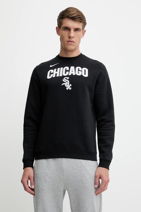 Nike bluză Chicago White Sox culoarea negru, cu imprimeu, NKPU-912Z-RX-LYA