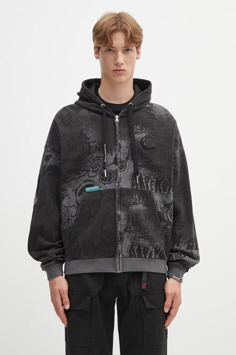 AAPE sweatshirt Main Zip Up black color hooded patterned AAPSWMC327XXO