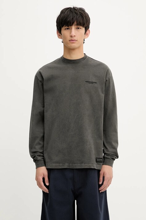 NEIGHBORHOOD longsleeve bawełniany Pigment Dyed Crewneck Ls męska kolor szary 251FPNH.CSM12