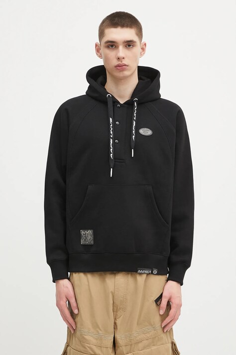 AAPE sweatshirt Main black color hooded with an application AAPSWMB383XXN