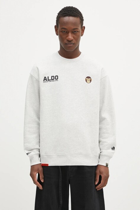 Кофта AAPE Aaper Crew Neck колір сірий з принтом AAPSWMB377XAN