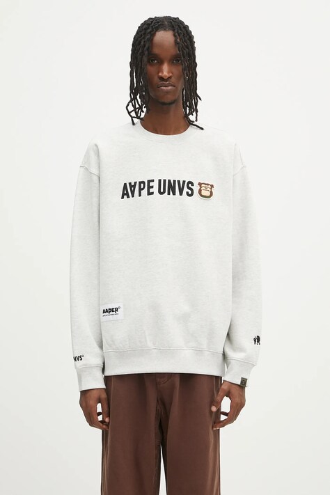 AAPE bluza Aaper Crew Neck męska kolor szary melanżowa AAPSWMB379XAN