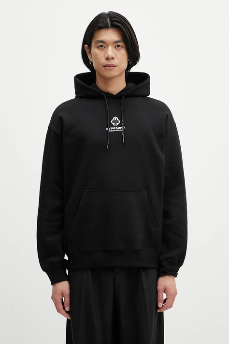 AAPE bluza Now męska kolor czarny z kapturem z aplikacją AAPSWMB323XXN