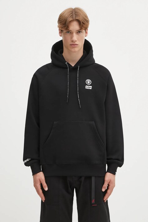 AAPE sweatshirt Now black color hooded smooth AAPSWMB324XXN