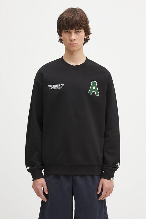 AAPE sweatshirt Basic Crew Neck black color with a print AAPSWMB336XXN