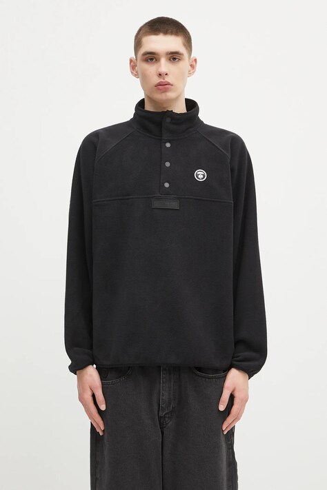 AAPE fleece sweatshirt Now Crew Neck black color smooth AAPSWMB322XXN