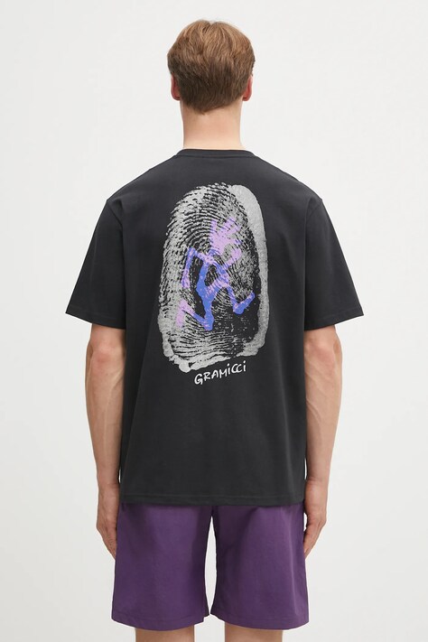 Gramicci cotton t-shirt Thumbprint Tee black color with a print G5SU.T174