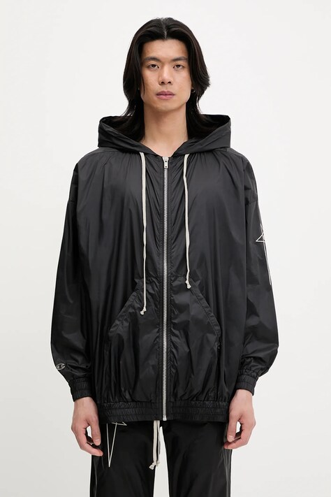 Rick Owens DRKSHDW bluză Woven - Jumbo Jason S Hoodie 221661 culoarea negru, cu glugă, uni, CM01E1661.CHNY