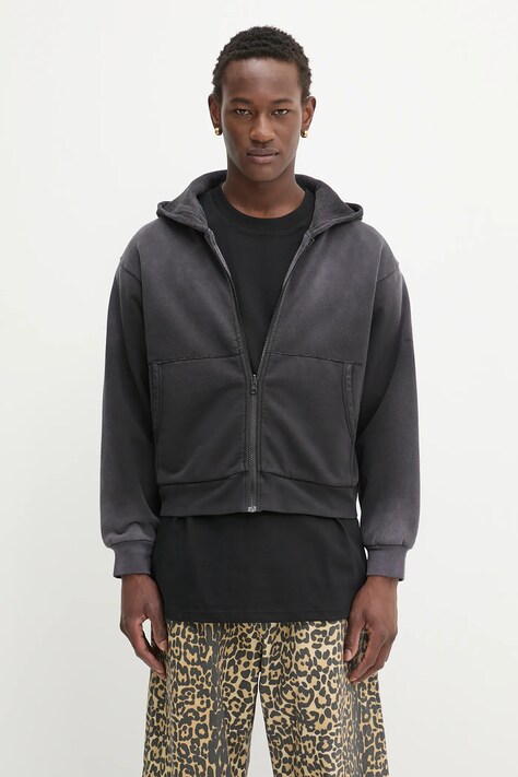 1017 ALYX 9SM bluza dwustronna bawełniana Garment dye reversible zip-up męska kolor czarny z kapturem gładka AAMSW0241FA01