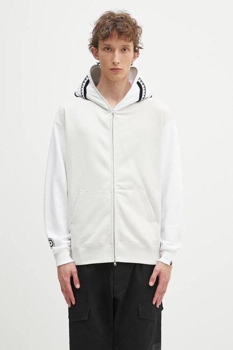 A Bathing Ape cotton sweatshirt Shark gray color hooded with an application 1K70115311