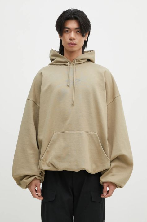 Dukserica VETEMENTS Oval Logo Cropped Boxy boja: bež, s kapuljačom, s tiskom, UA66HD600T