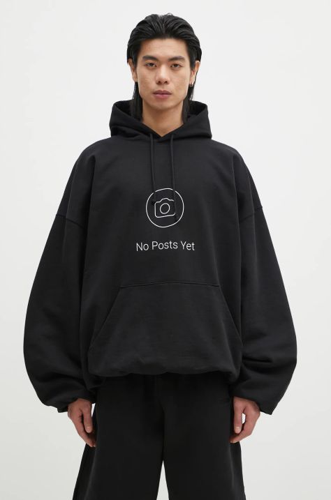 Mikina VETEMENTS No Posts Cropped Boxy čierna farba, s kapucňou, s potlačou, UA66HD660B