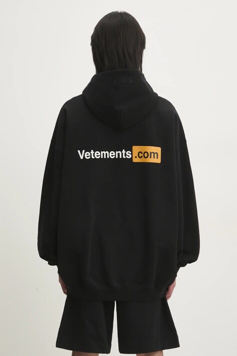 VETEMENTS sweatshirt Vetements.Com Oversized black color hooded with a print UA66HD760B