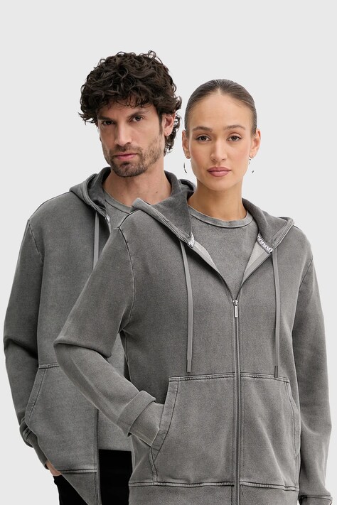 Bavlněná mikina MICHAEL Michael Kors šedá barva, s kapucí, melanžová, UR552JL5DC