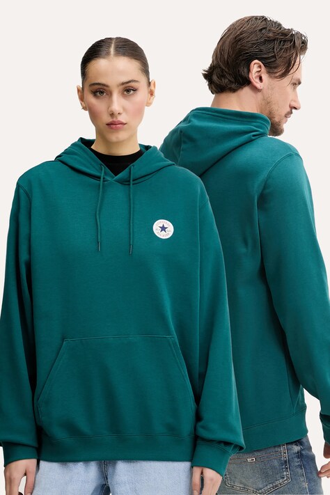 Converse hanorac culoarea verde, cu glugă, uni, 10026983-A09