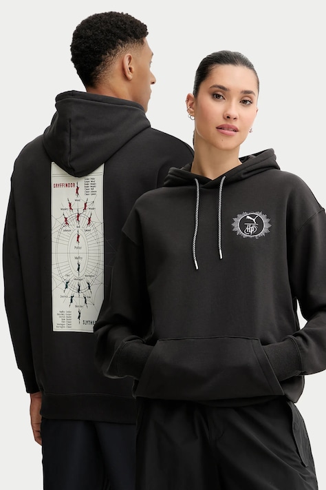 Puma hanorac de bumbac PUMA x HARRY POTTER culoarea negru, cu glugă, cu imprimeu, 630093
