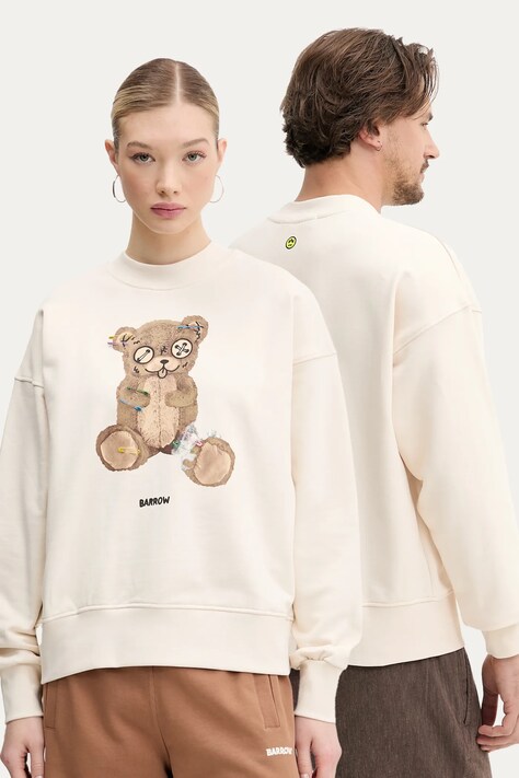 Bavlněná mikina Barrow béžová barva, s potiskem, S5BWUASW155