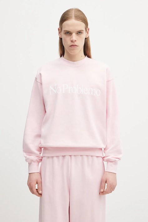 Bavlnená mikina No Problemo No Problemo Sweatshirt ružová farba, s potlačou, NP2000203