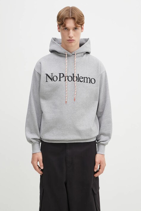 No Problemo felpa in cotone No Problemo Hoodie colore grigio con cappuccio NP2001203