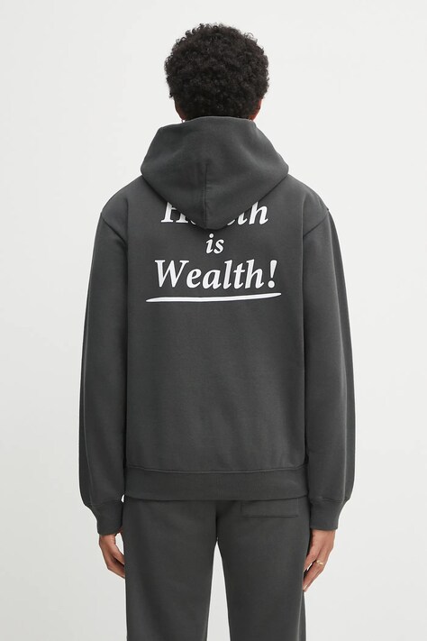 Sporty & Rich bluza Health Is Wealth Soft kolor szary z kapturem z nadrukiem ST084625300BA02