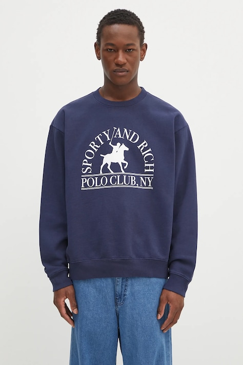 Бавовняна кофта Sporty & Rich Polo Club колір синій з принтом ST071612252BL106