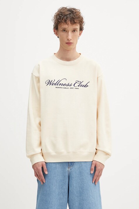 Βαμβακερή μπλούζα Sporty & Rich Wellness Club Mc Emboirdered χρώμα: μπεζ, ST071620081CR01