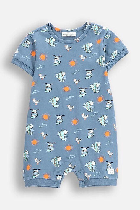 Coccodrillo rampers bawełniany niemowlęcy HOLIDAY SPLASH BOY NEWBORN