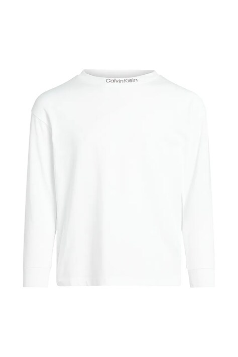 Calvin Klein Jeans longsleeve din bumbac pentru copii culoarea alb, neted, IB0IB02354