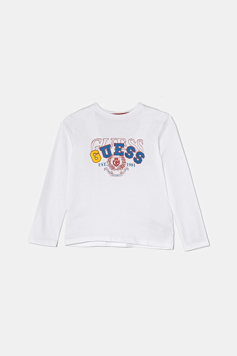 Παιδικό βαμβακερό μακρυμάνικο Guess χρώμα: άσπρο, N5RI01 K8HM4