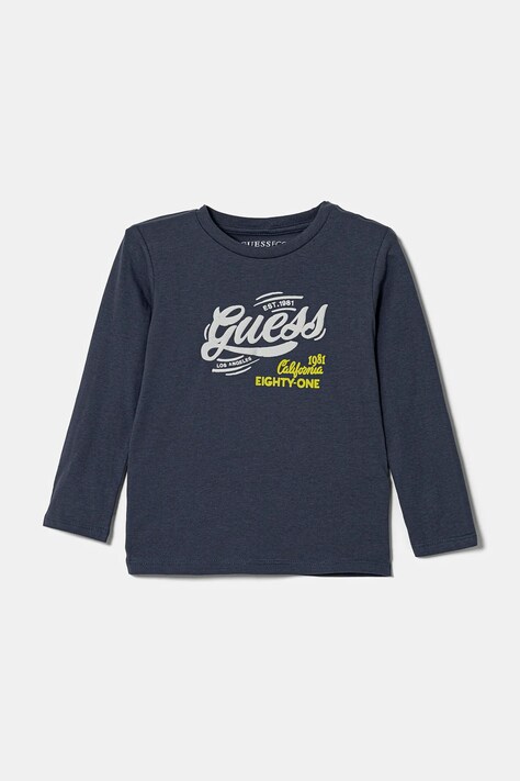 Guess longsleeve bawełniany dziecięcy kolor granatowy z nadrukiem N5RI17 K8HM4