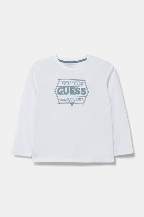 Guess longsleeve din bumbac pentru copii culoarea alb, cu imprimeu, N5RI26 K8HM4