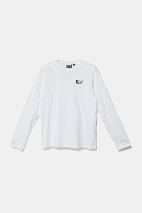 Хлопковый детский лонгслив EA7 Emporio Armani цвет белый с принтом 7B000021 AF10378
