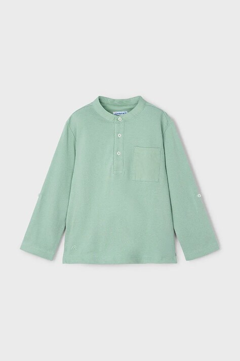 Mayoral longsleeve din bumbac pentru copii culoarea verde, neted, 3111