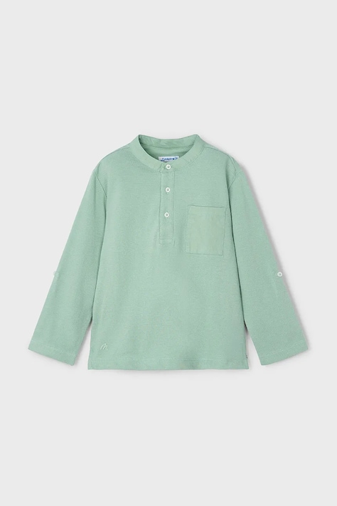 Mayoral longsleeve din bumbac pentru copii culoarea verde, neted, 3111