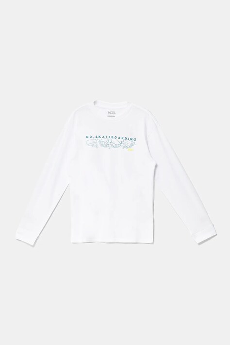 Vans longsleeve din bumbac pentru copii Night Watchers culoarea alb, cu imprimeu, VN000MK9WHT1