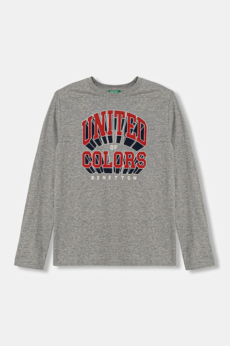 United Colors of Benetton gyerek pamut hosszú ujjú felső szürke, nyomott mintás, 3I1XC10N5