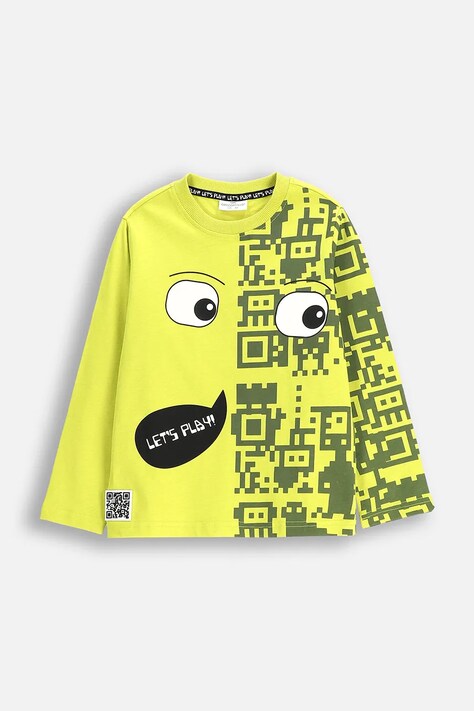 Coccodrillo longsleeve din bumbac pentru copii culoarea verde, cu imprimeu, GAMER BOY KIDS